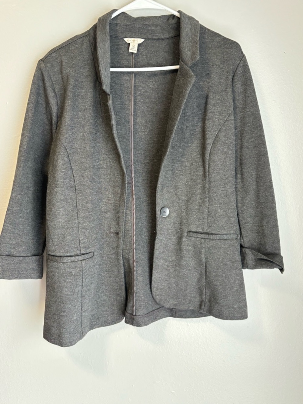 LOFT Charcoal Gray Knit Blazer Jacket